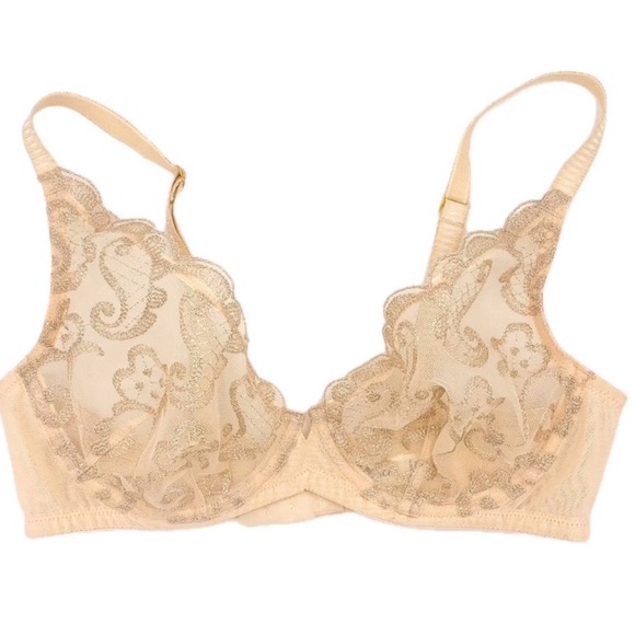 Soma | 38C Limited Edition Night Shimmer Unlined Plunge Metallic Gold Lace Bra - Picture 12 of 12